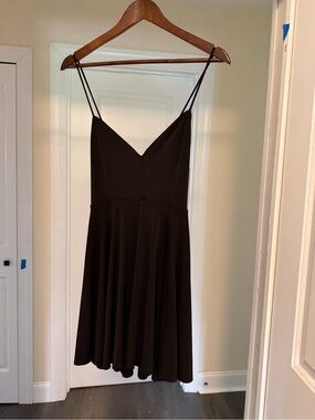 Black Spaghetti Strap V-Neck Dress